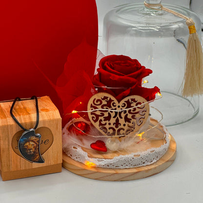 Rose Éternelle & Pendentif Fauve