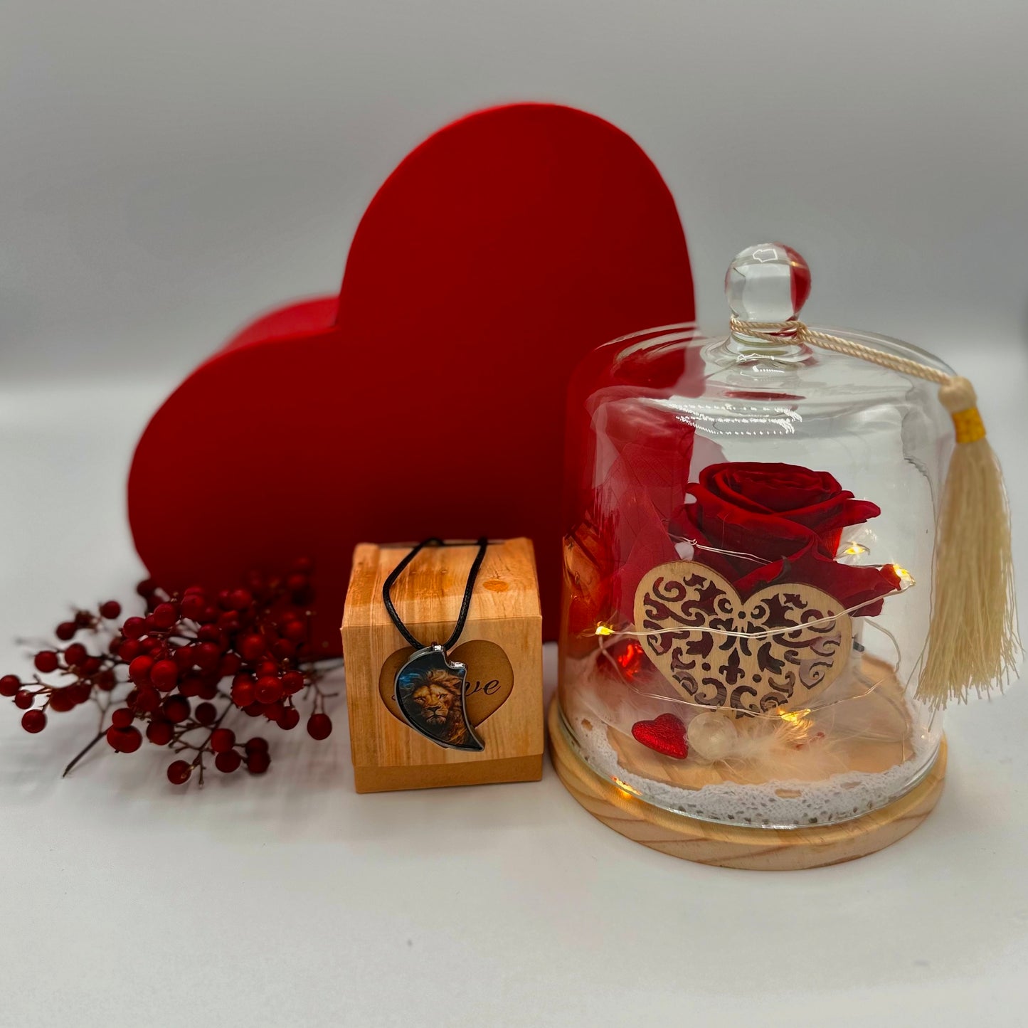 Rose Éternelle & Pendentif Fauve