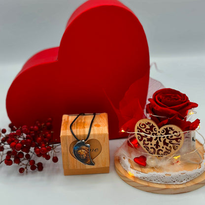 Rose Éternelle & Pendentif Fauve
