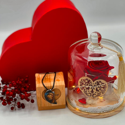 Rose Éternelle & Pendentif Fauve